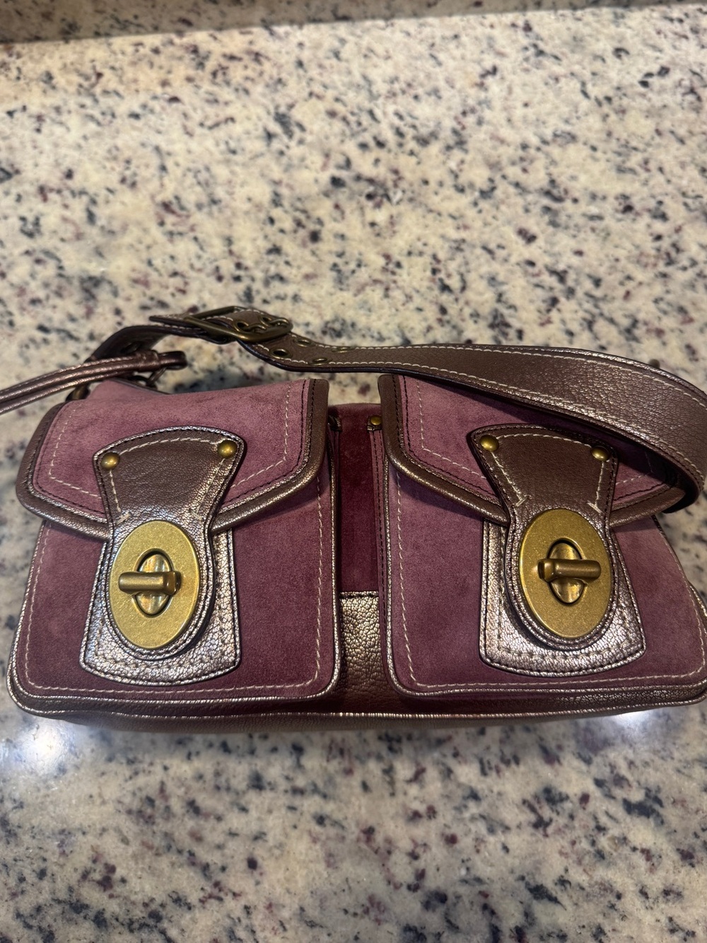 RARE 2006 Coach Legacy 10350 Purple Suede Metallic 65th Anniversary Bag